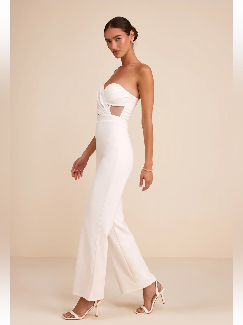 Lulus Surely Stunning Strapless Bustier Jumpsuit White - Picture 14 of 16